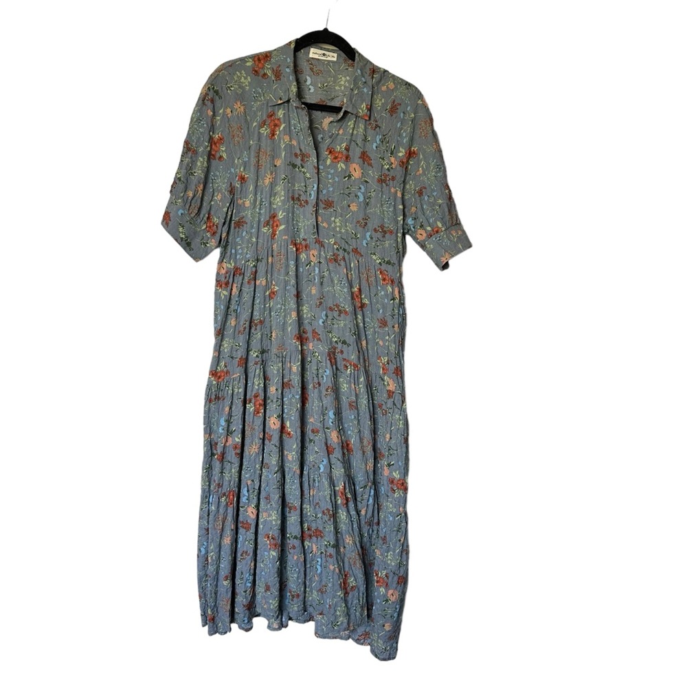 NATURAL LIFE Green Midi Sundress with Notched Collar